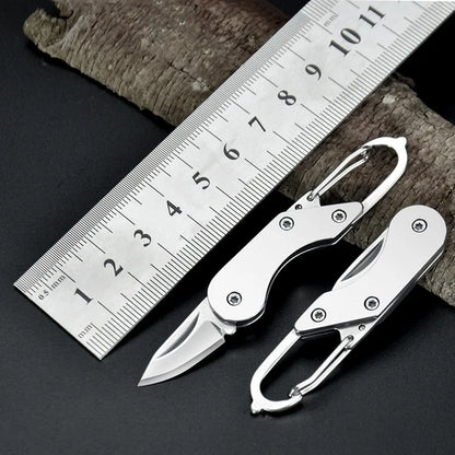 Stainless Steel Mini Folding Knife Keychain – Portable EDC Pocket Multitool for Camping & Outdoor Use