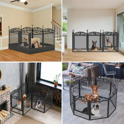 8-Panel DIY Heavy Duty Dog Playpen – Indoor & Outdoor Metal Puppy Fence with Waterproof Pad for Whelping and Training