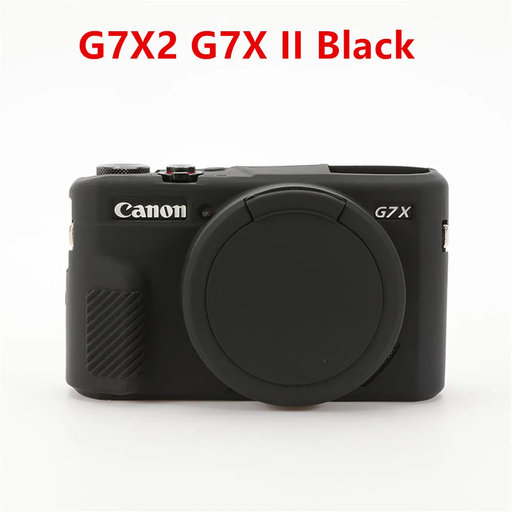 Canon G7X Mark II Silicone Camera Case - Soft Rubber Protective Skin Cover with Lens Protector for G7XII G7X2 G7X3 G7XIII