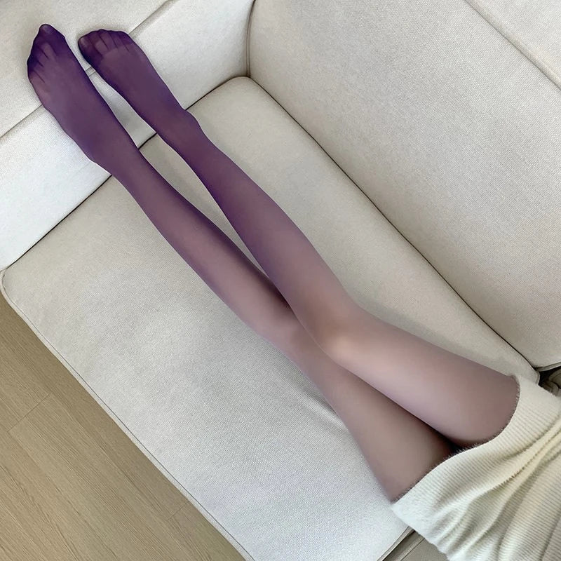 Women’s Sexy Gradient Pantyhose – Thin Transparent Candy Color Tights for Spring & Summer Hosiery