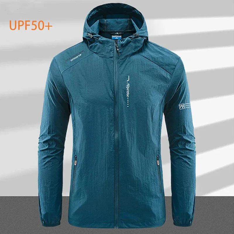 Men’s UPF 50+ UV Protection Jacket - Quick-Dry Lightweight Hooded Windbreaker for Hiking, Fishing and Cycling