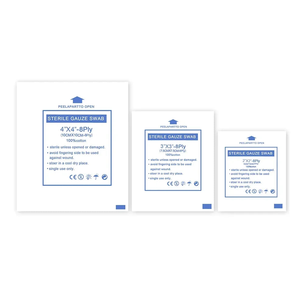 20PCS 8-Layer Sterile Cotton Gauze Pads - Waterproof Medical Wound Dressing, First Aid Supplies 5/7.5/10cm