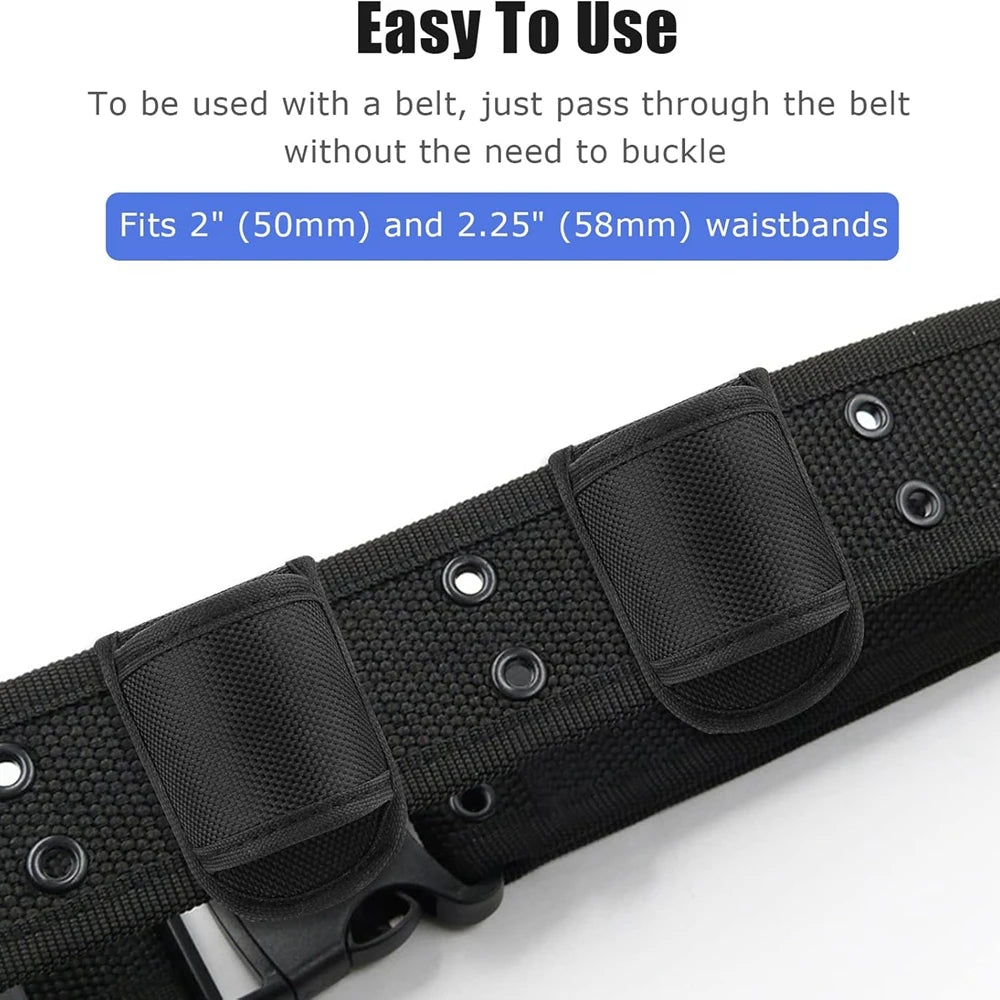 Flashlight Holster Pouch - Open Top Nylon Duty Belt Holder Case for D Cell & Compact Handheld Flashlights