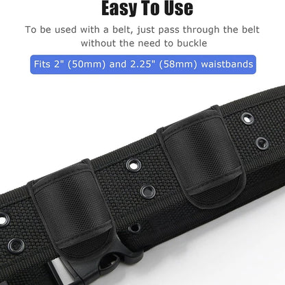 Flashlight Holster Pouch - Open Top Nylon Duty Belt Holder Case for D Cell & Compact Handheld Flashlights