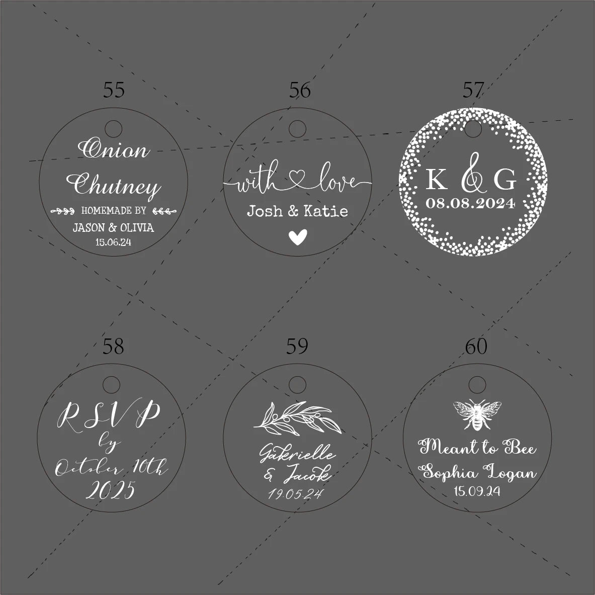 BY49 35mm Kraft & Black Paper Labels – Customizable Name & Date Wedding Decoration Stickers