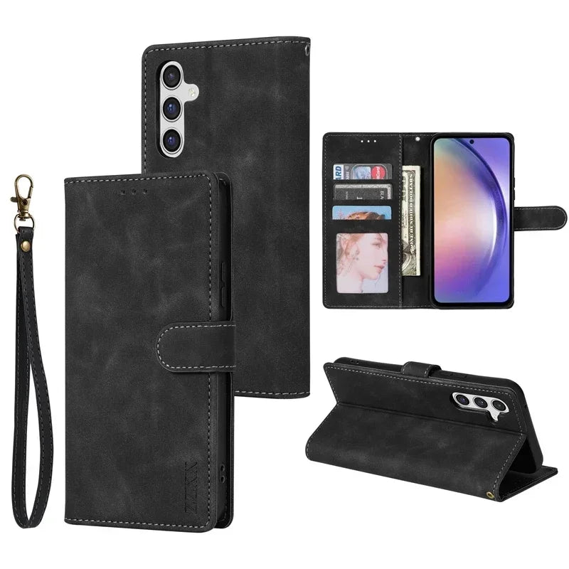 Samsung Galaxy Flip Wallet Case - Leather Card Slot Protective Cover