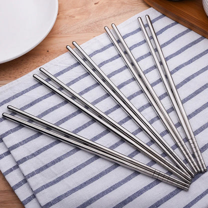 2–5 Pairs 304 Stainless Steel Chopsticks – Non-Slip Metal Sushi Sticks for Korean, Japanese & Chinese Food