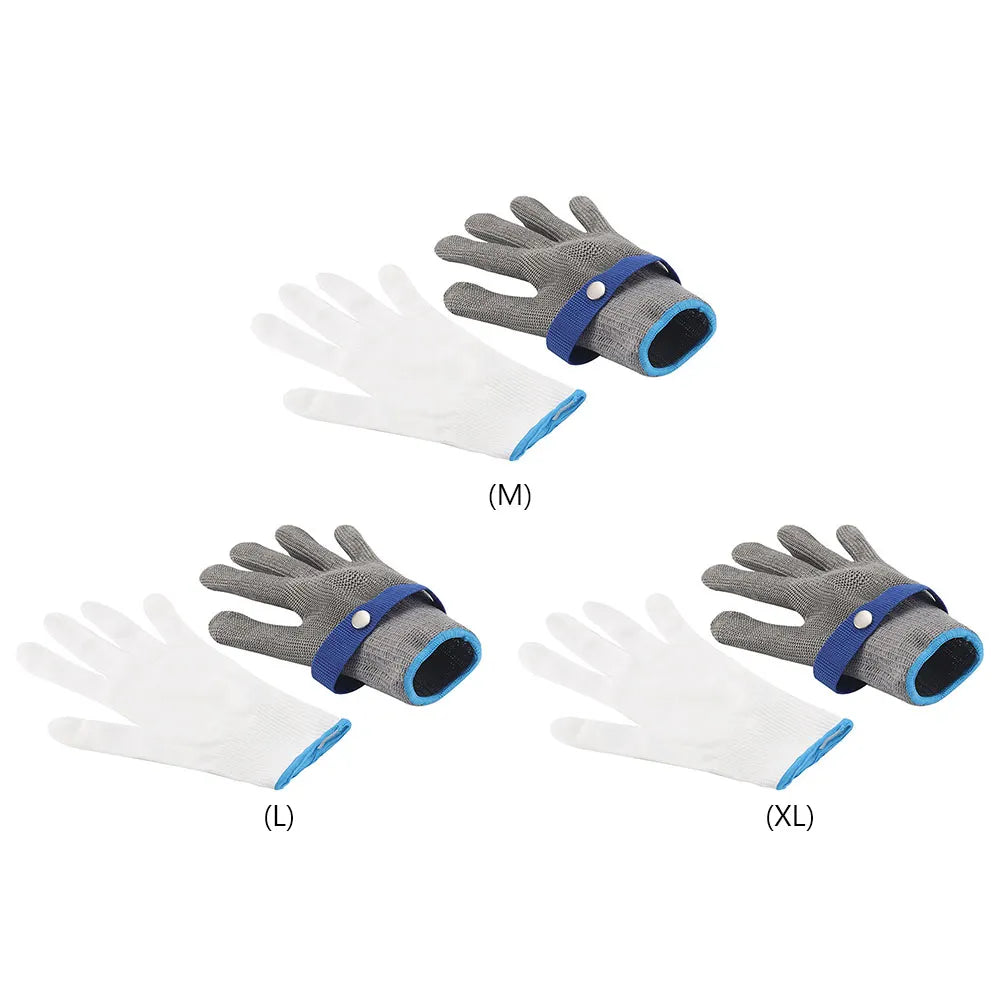 Stainless Steel Cut-Resistant Gloves - Anti-Cut, Wire Metal Mesh Hand Protection for Butchering, Gardening, and Work Safety