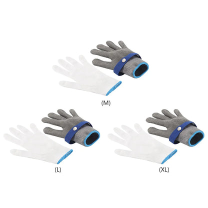 Stainless Steel Cut-Resistant Gloves - Anti-Cut, Wire Metal Mesh Hand Protection for Butchering, Gardening, and Work Safety