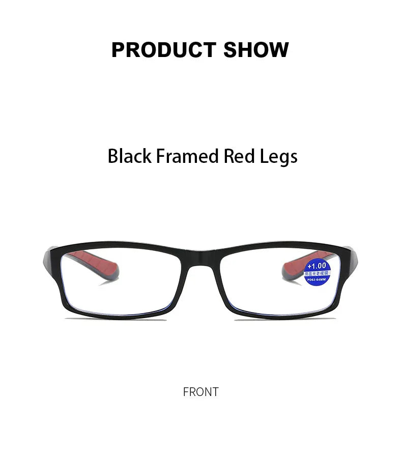 Fashion Sport Reading Glasses for Men & Women – Non-Slip Anti-Blue Light, High Definition Computer Eyewear, Diopter +1.0 to +4.0