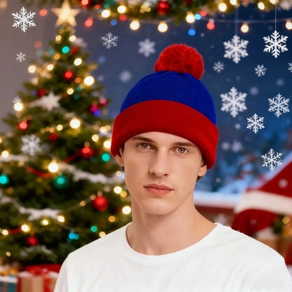 Unisex Christmas & Holiday Cosplay Set – Funny Knitted Beanie Hat with Gloves, Warm Winter Hat for Halloween & New Year