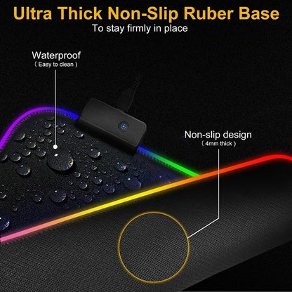 RGB LED Backlit Gaming Mouse Pad – Waterproof Large Desk Mat for Keyboard & Mouse, Big PC Gamer Mouse Carpet Play Surface