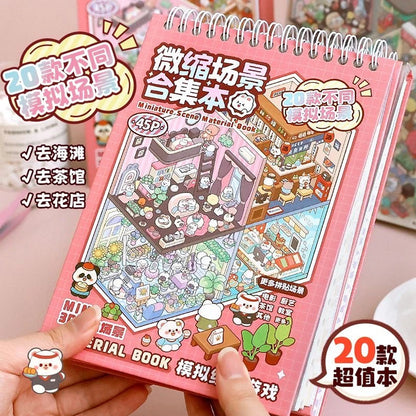 20Pcs Cartoon Landscape Sticker Book - 3D DIY Forest Village Scene Stickers Pocket Activity Gift for Kids Students
