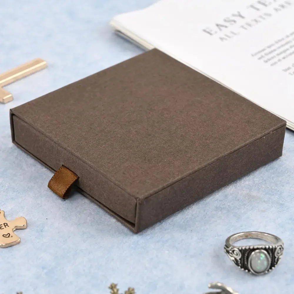 Thick Kraft Paper Jewelry Box — Drawer-Style Packaging for Rings, Necklaces, Bracelets & Earrings | Gift Case with Sponge Insert
