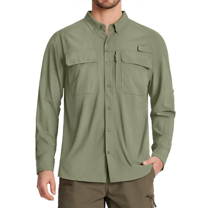 TACVASEN Men's UPF 50+ Fishing Shirt - Quick-Dry Long Sleeve Outdoor Hiking & Work Shirt
