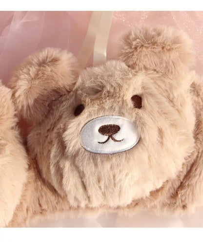 Soft Cute Bear  Lingerie — Autumn Winter Plush Cartoon Bra for Women