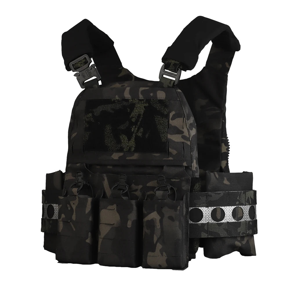 Tactical Vest Ferro Plate Carrier V5 – Military Hunting Airsoft Body Armor with Portable MOLLE System & Triple Magazine Pouch