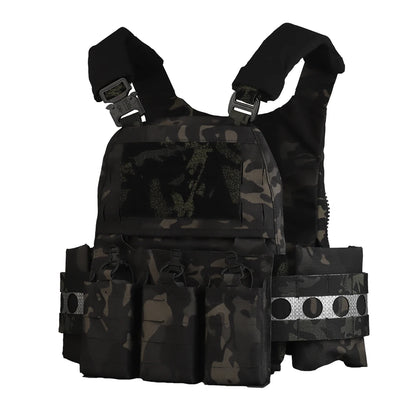Tactical Vest Ferro Plate Carrier V5 – Military Hunting Airsoft Body Armor with Portable MOLLE System & Triple Magazine Pouch