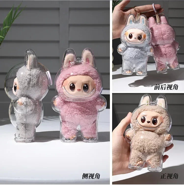 Labubu Transparent Protective Cover – Stuffed Toy Display Bag, Mini Portable Storage Box for Labubu I & II Dolls