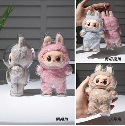 Labubu Transparent Protective Cover – Stuffed Toy Display Bag, Mini Portable Storage Box for Labubu I & II Dolls