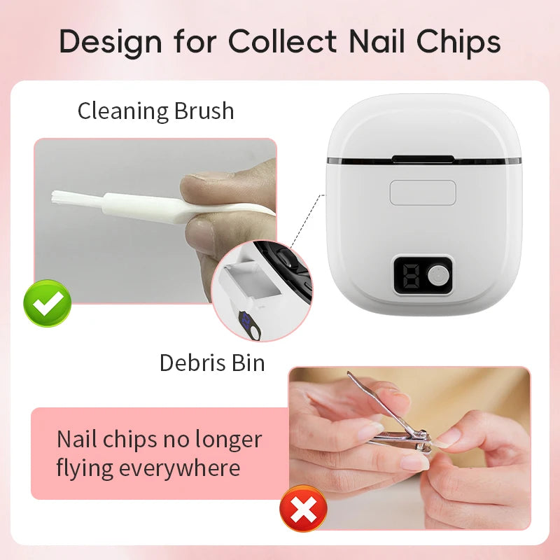 Electric Nail Clipper – 3-Speed Automatic Nail Cutter with Storage, LCD Light & USB Charging for Adults, Seniors, Babies, and Kids
