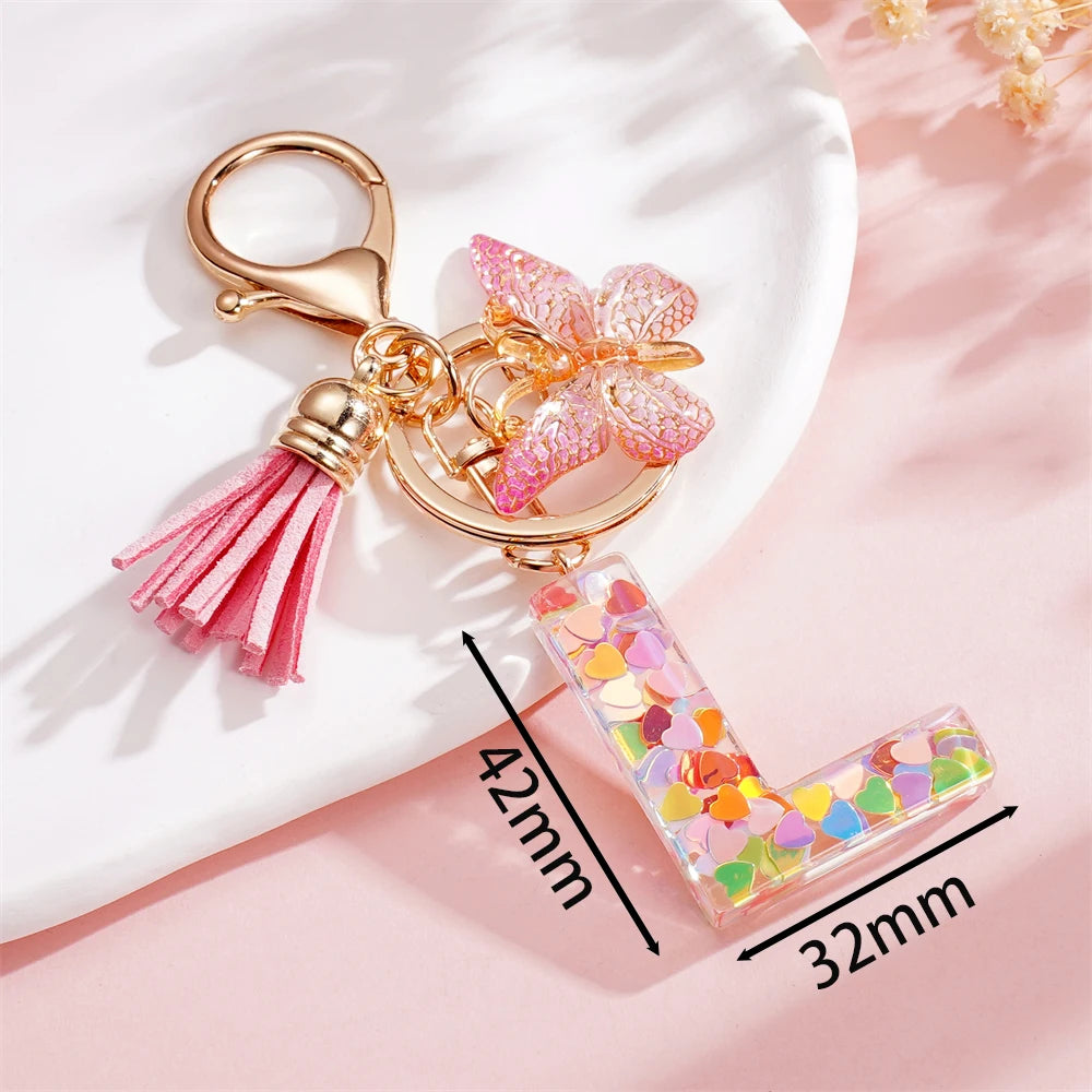A-Z Letter Pendant Keychain - Tassel Key Ring Charm for Women & DIY Jewelry Making