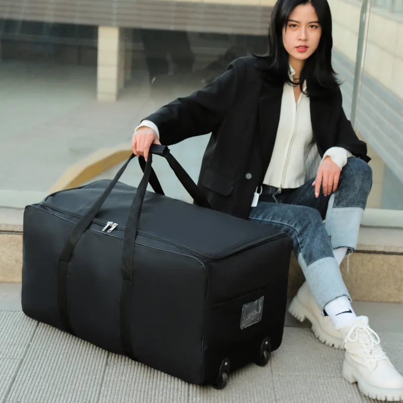 Foldable Wheel Luggage Storage Bag - Large Capacity Expandable Trolley Suitcase with Wheels