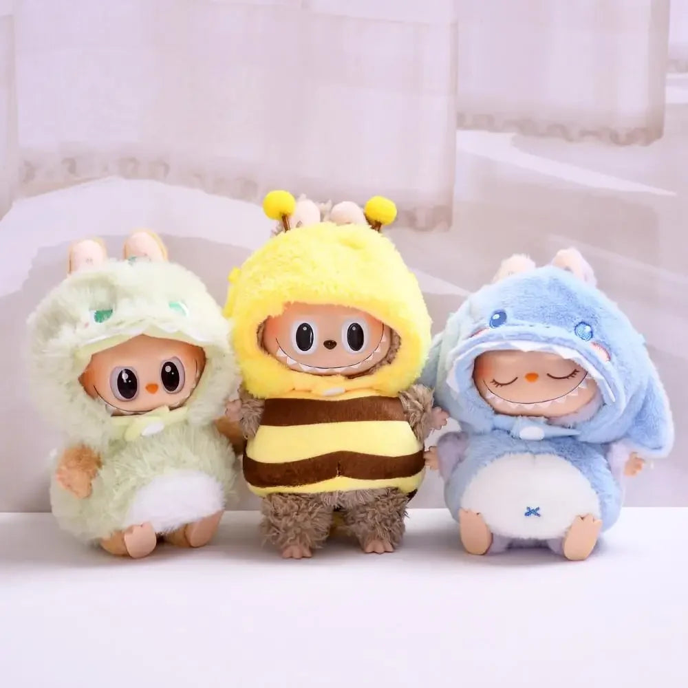 17cm Mini Plush Doll Clothes — Kpop EXO Labubu Idol V1 & V2 Bee, Dinosaur & Shark Costume Outfit Set, Doll Accessories Gift