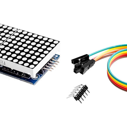 MAX7219 LED Dot Matrix Module - 4-in-1 Red Display with 5-Pin Cable for Arduino DIY Projects & Christmas Decorations
