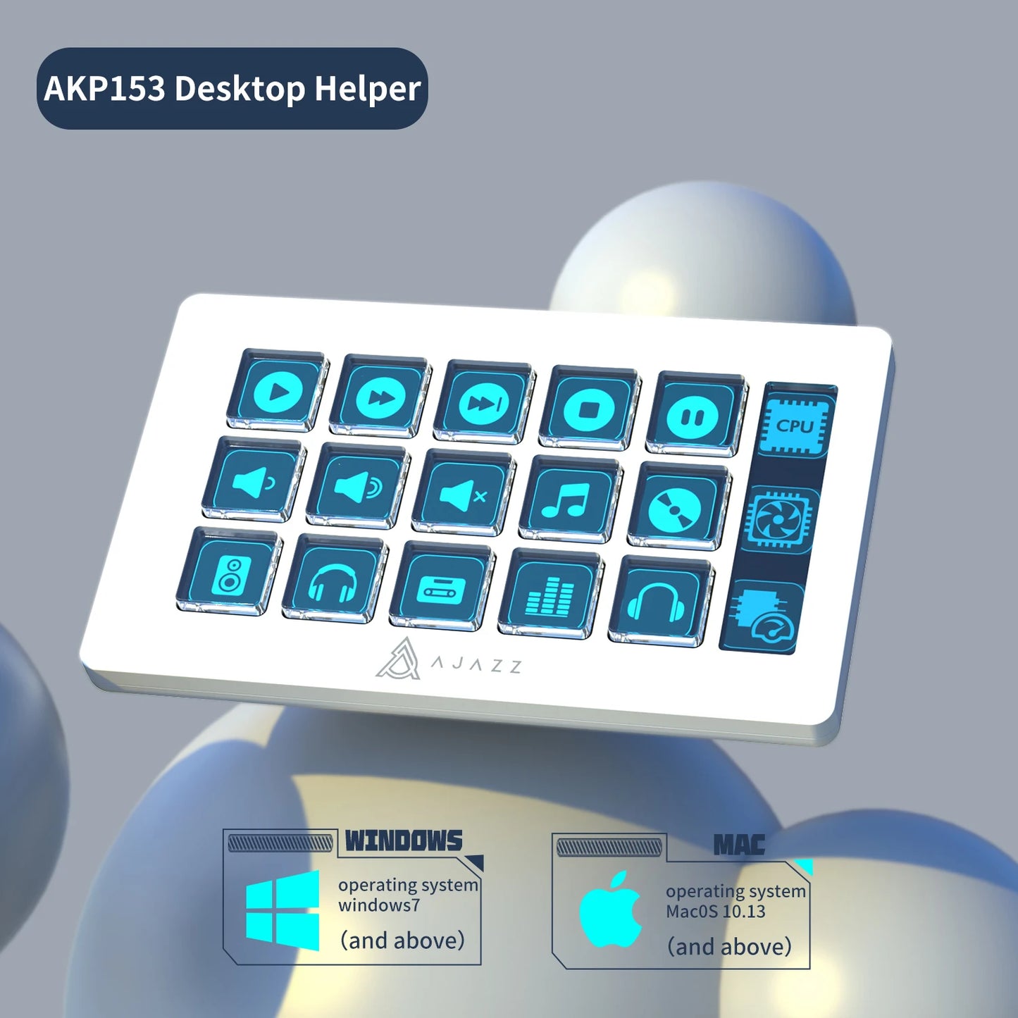 AJAZZ AKP153E Multifunctional Mini Keyboard – 15 Macro Keys Console Panel for Custom Desktop Actions