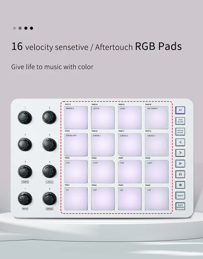 M-VAVE SMC-PAD Wireless MIDI Controller – Portable Percussion Keyboard with USB-C Interface, Compact MIDI Pad for Music Production