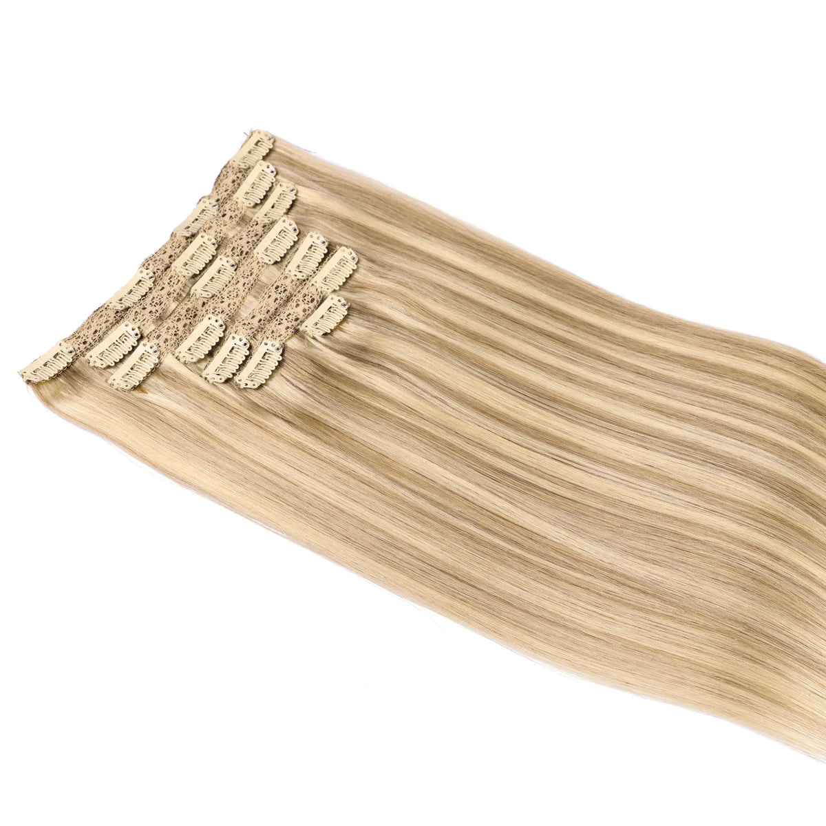 Natural Black Straight Human Hair Extensions - 7-Piece PU Clip-In Invisible Weft Set 116g