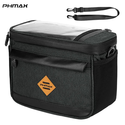 PHMAX Insulated Cycling Front Handlebar Bag – Large Waterproof MTB Pannier with Touch Screen & Cooler Compartment