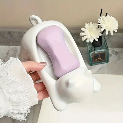 Cute Cartoon Cat Soap Dish - Plastic Draining Holder for Bathroom & Kitchen