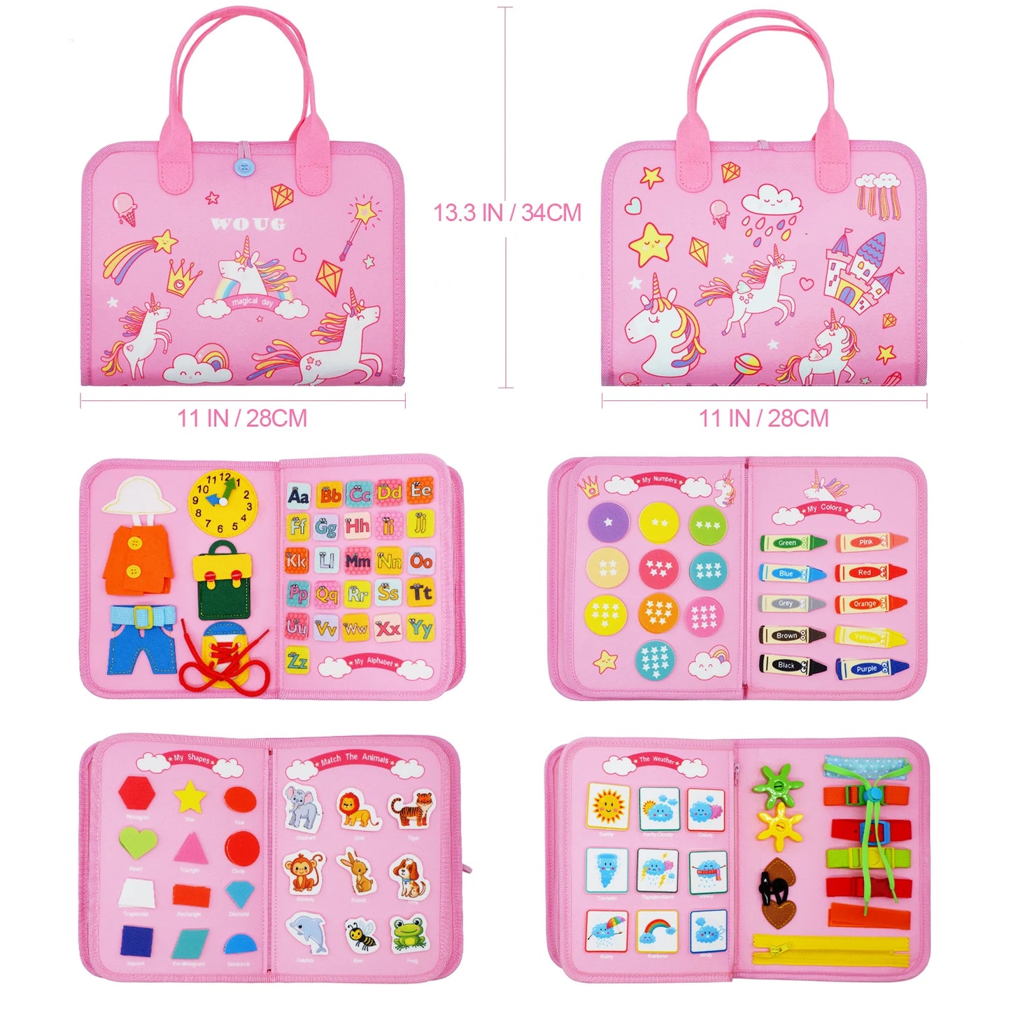 Montessori Toddler Busy Board – Educational Activity for Dress Motor Skills, Baby Learning Toy for Travel