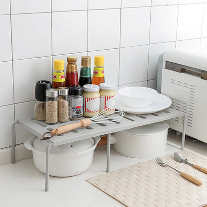 Retractable Stackable Sliding Rack Organizer Shelf - Kitchen Iron Storage Rack for Cabinets, Tableware, Countertops, Ideal for Home Organization