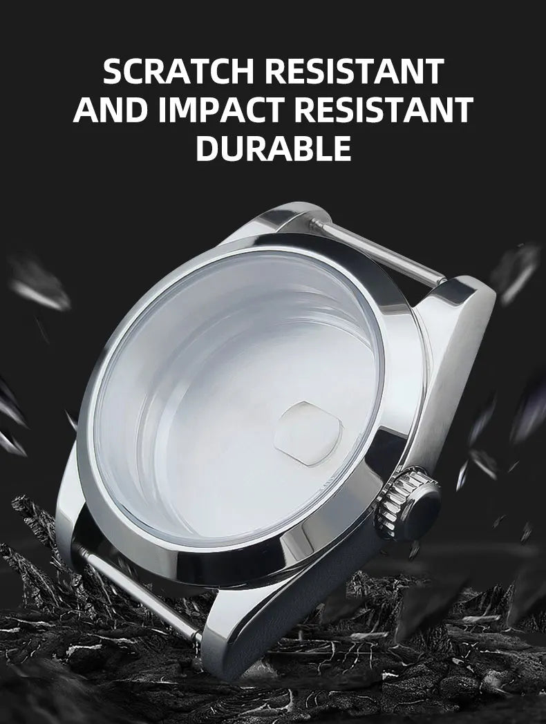 Neiton 36mm/39mm Silver Watch Case - Sapphire, Bevel Edge, 316L Stainless Steel for NH35, NH36, NH34 Movements