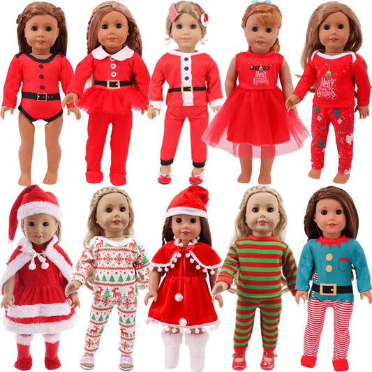 Pop Doll Christmas Outfit — Dress, Top & Pants Set for 18-Inch American and 43CM Reborn Baby Dolls, Our Generation Girl’s Toy Accessories