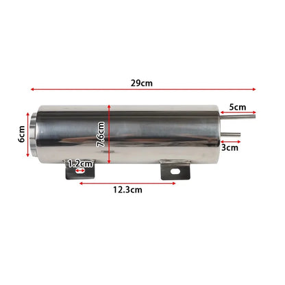 Universal Stainless Steel Coolant Overflow Tank - Polished Radiator Expansion Reservoir for Cars