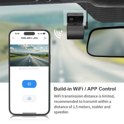 2K Mini Dash Cam - WiFi Car DVR with Night Vision, Voice Control & Emergency Recording