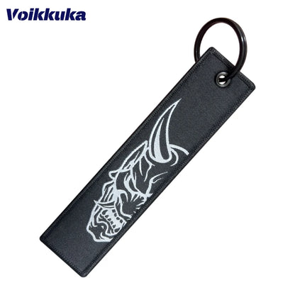 Midnight Club Oni Mask Keychain Set — 1/2/3pcs Embroidered Double-Sided Funny Tag for Motorcycle Accessories