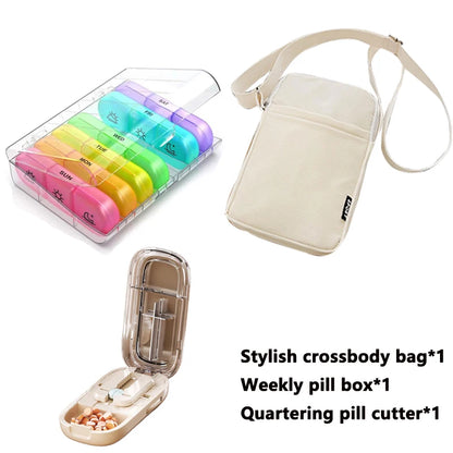 Newest Quartering Pill Cutter & Storage Box – Portable Dustproof Medicine Divider Organizer & Crusher