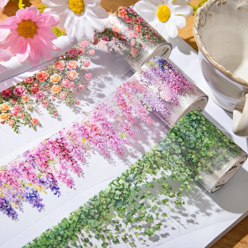 5x200cm INS Fresh Vine Theme PET Tape – Adhesive Stickers for DIY Scrapbooking, Diary, and Collage Crafts