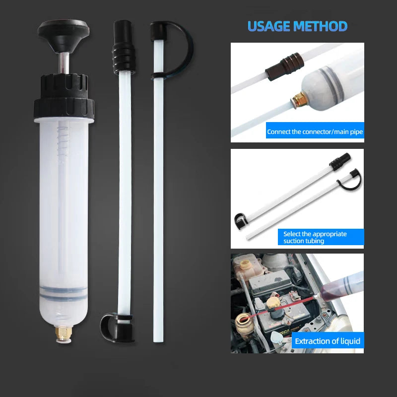 1.5L Oil & Fluid Extractor Pump – Automotive Oil Change Syringe Bottle, Fuel Transfer Hand Too
