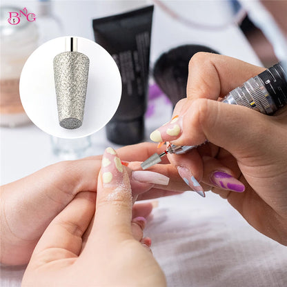 BNG Diamond Nail Sanding Drill Bits - Cross Teeth Barrel Rotary Cuticle Clean Burr, 3/32" Manicure Bit for Nail Accessories