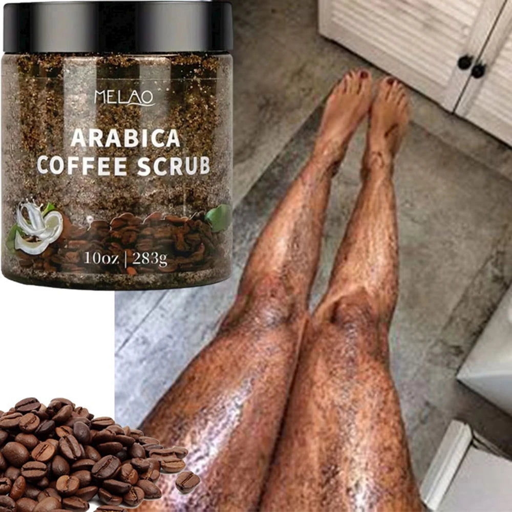 MELAO Arabica Coffee Scrub - Natural Exfoliating Body Scrub with Dead Sea Salt & Moisturizing Coffee Skin Care Formula