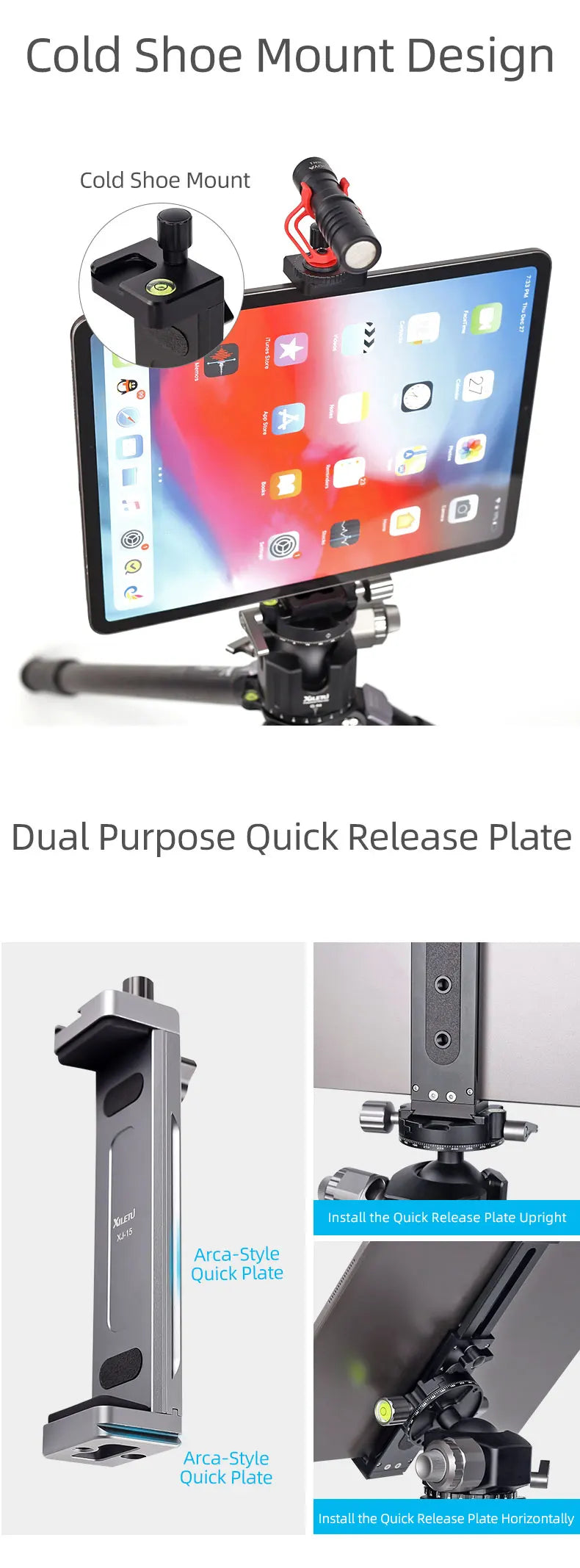 Universal Aluminum Alloy Tablet & Phone Stand – Adjustable Tripod Holder Clip for Mobile Devices