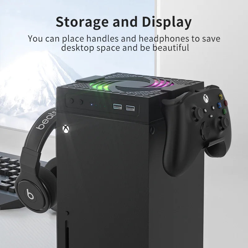 Cooling Fan for Xbox Series X/S – RGB Low-Noise Top Fan with Adjustable Speed System