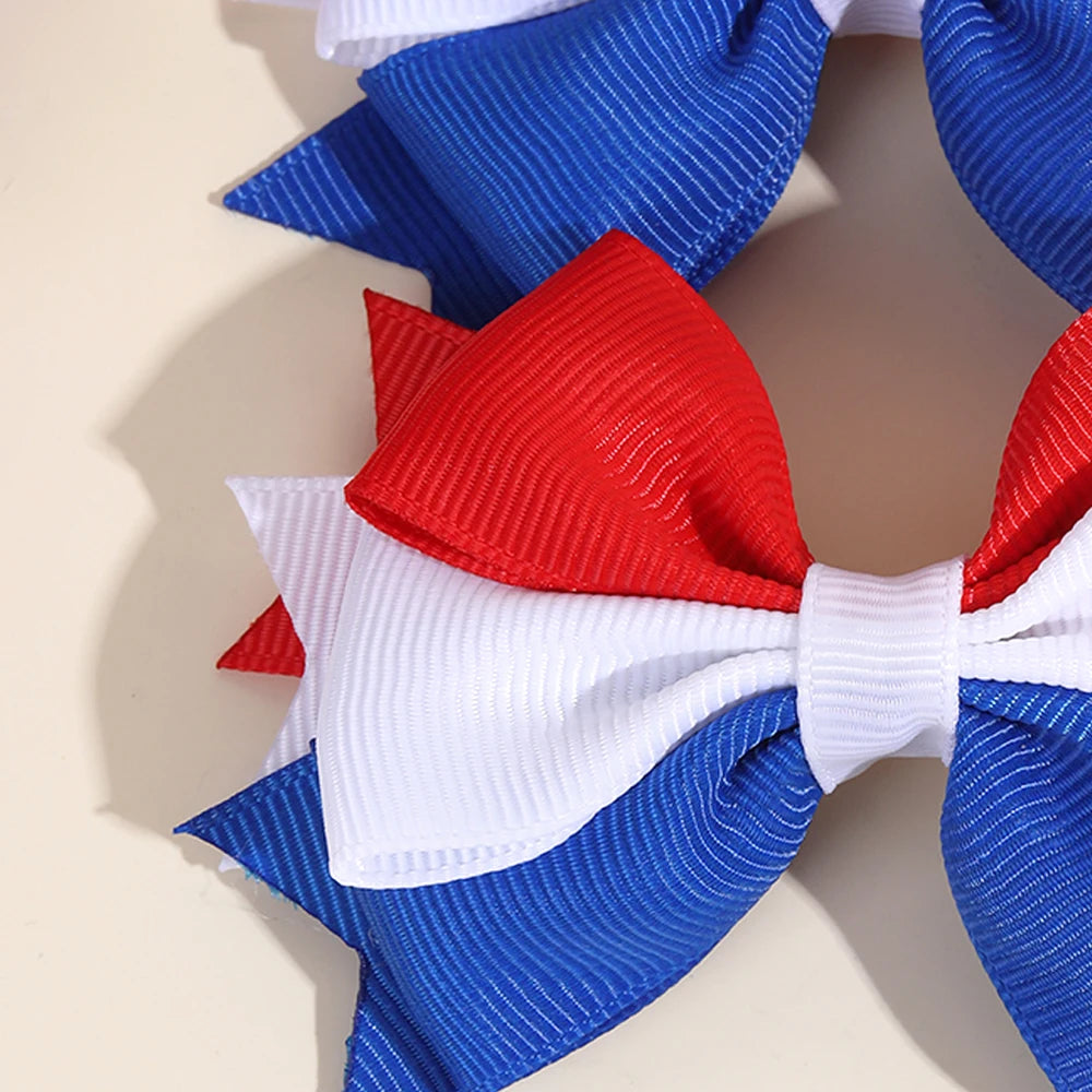 2Pcs USA Flag Bow Hair Clips – Patriotic Red White Blue Ribbon Barrettes for 4th of July Party Hair Accessories Women & Girls Festive Wear