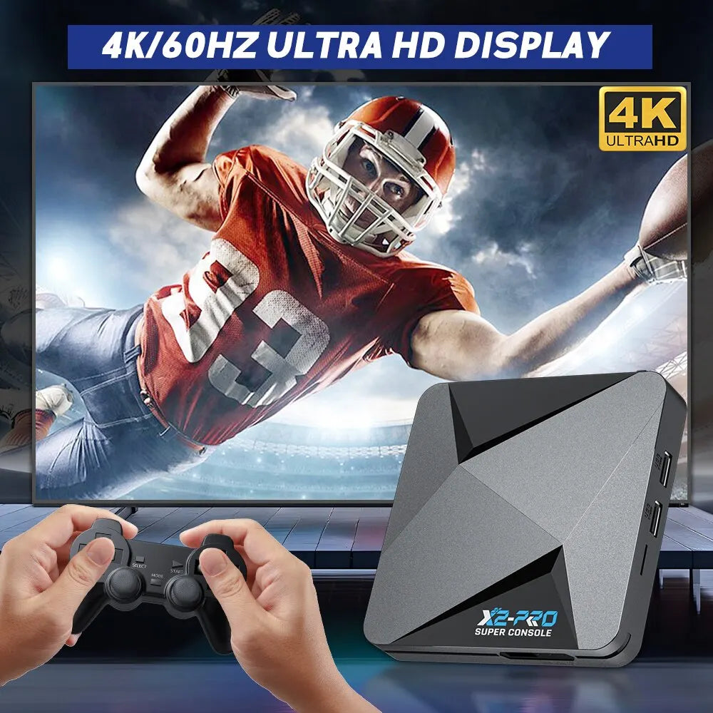 KINHANK Super Console X2 Pro Retro Game Box with 60,000 Built-in Games – Arcade, MAME, DC & SS Support with Wireless Gamepad Gift Set
